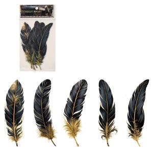 5Pcs Retro Feather PET Sticker Aesthetic Decorative Sticker For Journal Photo Album Scrapbooking Phone Case Wrapping
