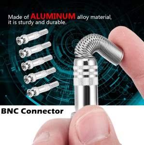 BNC Metal Durable Connector Easy Twist (Silver) for CCTV Coaxial RG59 and RG6 Siamese Cable Made of aluminum alloy Material Sturdy and Durable -5PCS