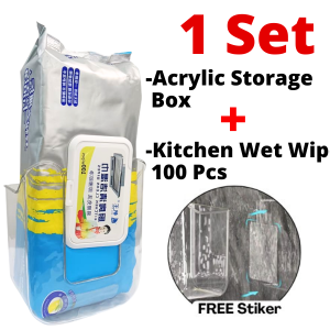 HEVEA 100 Sheets Lemon Kitchen Oil And Odor Remover Wipes Tisu Basah Lemon Anti Bau Dan Anti Minyak