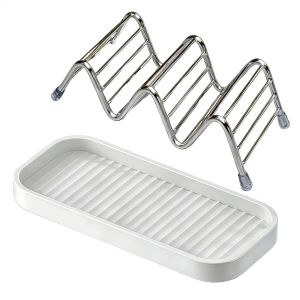Stainless Steel Multi Slots Soap Holder with Drainage Tray Bathroom Soap Rack