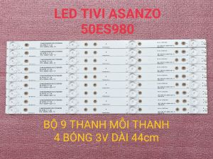 THANH LED TIVI A SANZO 50ES980 50AU6100 50EK2100 50AU5900 50AU6000 50AT620 50EK3 MỚI 100% BỘ 9 THANH MỖI THANH 4 BÓNG DÀI 44cm MỖI BÓNG 3V JS-D-JP50EU-042EC