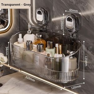 【SG Stock】Bathroom suction cup storage rack no-drill wall-mounted storage rack for toilet and washbasin