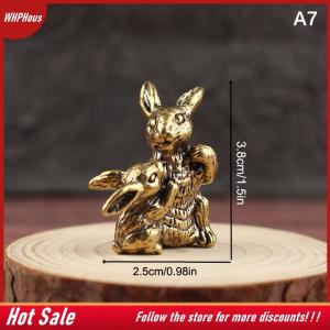 【COD】🔥🔥🔥 Cute Vintage-Style Rabbit Brass Statue Rabbit Figurine Feng Shui Landscaping Home Desk Office Shelf Ornament Easter Decoration