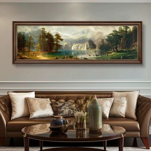 Horizontal Wall Art with Vintage Wooden Frame Retro Rustic Framed Mural Painting Timeless Wall Hanging Decor for Sala Sofa Background Wall Dector