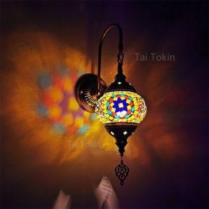 E14 Newest Mediterranean Deco Indoor Turkish Mosaic Wall Lamp Handcrafted Mosaic Glass Wall Light