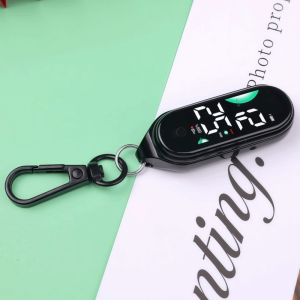 PHYSILOLOGY UNINHABITED86ED8 Digital Display Electronic Hanging Watch LED Portable Pocket Watch Creativity Carabiner Luminous Pocket Watch Kids Adults