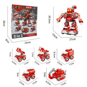 5 in 1 Đồ chơi xe ô tô xe công trình biến thành robot lớn cho bé - Robot người máy biến hình xe ô tô đồ chơi lắp ghép trẻ em