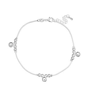 LINHU ร้อน แฟชั่น ผู้หญิง สร้อยข้อมือข้อเท้า สร้อยข้อเท้า โซ่ชุบเงิน Bells Bead