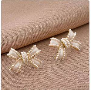 ems fashion hypoallergenic Korean Elegant Diamond Pearl Earrings Fashion Simple Earrings