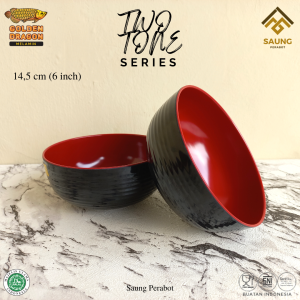 Mangkok Mie Melamin Ulir 6 inch Mangkok Ramen Dua Warna Mangkok Melamin Hijau Stabilo Golden Dragon W06A5