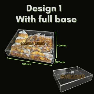 Acrylic Bread / Food Storage Cover Box Penutup Tray Kotak Kuih/Vietnam Roll/Mochi/Bread/Donut/Biskut