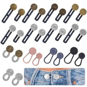 WAPKTY 12/16/24/26 pcs Metal Button Extenders Easy Install Button Style Waist Extender Buttons  Strong Elasticity Waistband Expander for Jeans