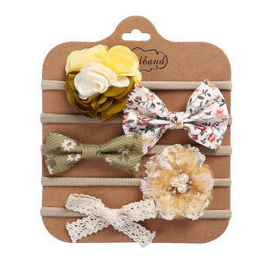BOBOHO - SET BANDANA BAYI PREMIUM / HEADBAND ANAK KAIN MOTIF 1 SET 5 PCS