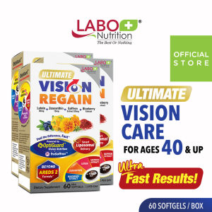 [3 Boxes] LABO Ultimate VisionREGAIN INTENSIVE - Sharp Vision Supplement for Dry Eyes Night Vision Eye Strain Blurry Vision Blue Light with OptiGuard Lutein Zeaxanthin Saffron Extract Blueberry Extract and Phospholipds • Made in Japan • 60 softgels