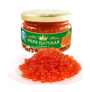 俄罗斯鱼子酱即食Russian Imported Salmon Red Caviar Sushi Western Food Instant Seafood-220g