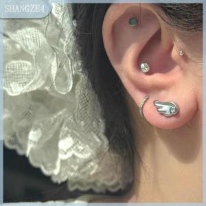 【SHANGZE4】 New dễ thương Frosted thiên thần cánh Stud Bông tai cho phụ nữ thời trang Y2K Stud Bông tai đồ trang sức quà tặng