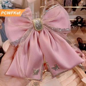 【PCWFKef】 Vải Rhinestone Pha Lê Kẹp Tóc Bướm Lưới Bow Clip Tóc Mùa Xuân Clip Cho Phụ Nữ Hàn Quốc Phong Cách Thời Trang Phụ Kiện Tóc