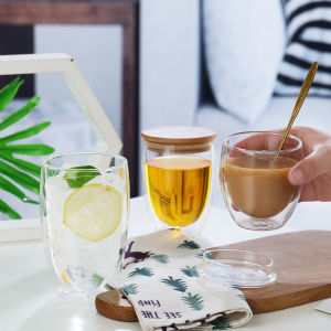 350ml Bodum Coffee Cup Double Wall Glass Coffee Mug for Cappuccino Latte Espresso Coffee Hot Water Cold Drinking Safe Borosilicate Glass Mug Milk Tea Juice Beverages Microwavable Clear Glass Cup