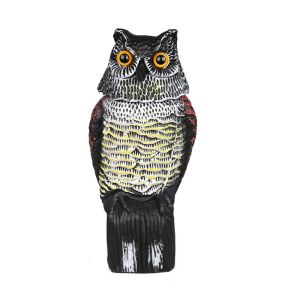 INTOONE Plastic Nighthawk Sculpture Birds Repellent Outdoor Bird Deterrent Fake Owl Decoy Pest Control With Rotating Head