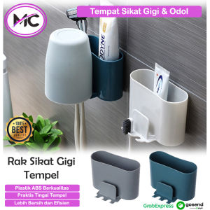 Tempat Sikat Gigi Dispenser Odol Tempel Dinding Kamar Mandi Rak Holder Wadah Pasta Gigi Praktis