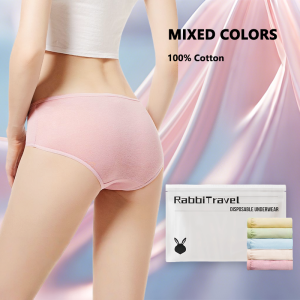 RabbiTravel upto120kg Pure cotton Mix colors white gray disposable panties underwear woman panty  women disposable underwear