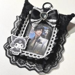 Bowknot Lace Photocard Holder ID Card Case for Students Anime Kuromi Idol Storage Display Holders Fashion Badge Card Cover