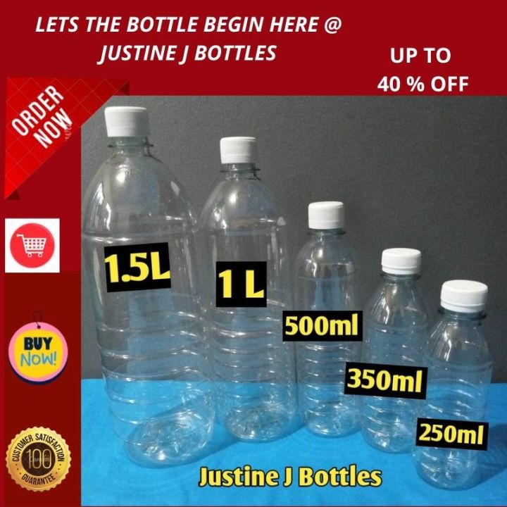 Pet Plastic Empty Bottle With Cap/ 1.5L/1Liter/500ml/350ml/250ml/Sold ...