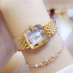 BS Bee Sister 1197 Fashion Womens Watches Gold Silver Elegant Stainless Steel Alloy Strap Waterproof Quartz Square Shape Watches Rhinestone Luxury Ladies Wristwatches