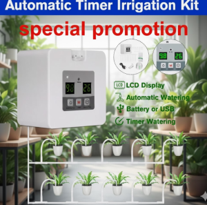 [SG Stock] Automatic Drip Irrigation Kit | Smart Garden Watering System with Timer | DIY 10M Hose for 10 Potted Plants | USB & Battery Powered