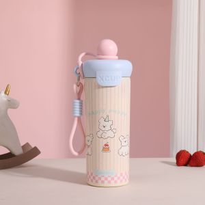 AU316 Stainless steel floating ball insulated cup stylish and cute perfect for girls portable outdoor cup with handle and straw