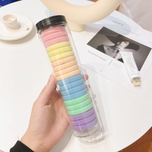 1 Pcs Tabung isi 20 Pcs Ikat Karet Rambut Kuncir Chibi Scrunchie Jepang China Korea Warna Warni Pelangi Elastis Kunciran Wanita Cewek Anak Motif Polos Kuat Gaya Korea Jepang Thailand Free Tabung Kekinian