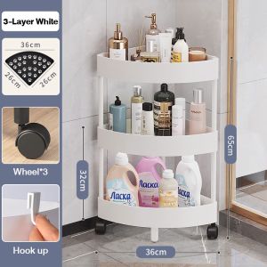 Trove 3/4/5 Layer Bathroom Corner Shelf Shower Organizer Rack With Wheel Kitchen Rack trolley shelf