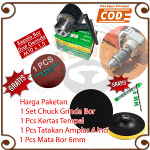 Tatakan Amplas Poles Gosok Kayu Velcro + Kepala Chuck Bor Untuk Gerinda