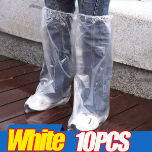20Pcs Disposable Waterproof Rainproof Shoe Covers Portable Anti-Slip Transparent Plastic Foot Covers