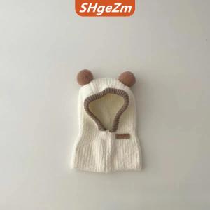 [COD] SHgeZm Bé dễ thương Windproof tai bảo vệ Balaclava hat mùa đông ấm áp một mảnh khăn cap dày dệt kim mũ trùm đầu trẻ em Beanies