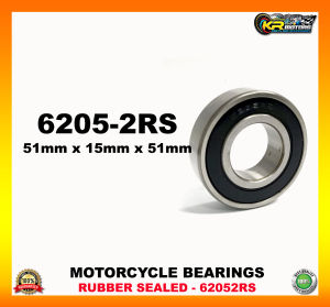 Motorcycle Bearing 6000-2RS / 6004-2RS / 6201-2RS / 6203-2RS / 6205-2RS and Others with Rubber Seal ( Sold By Piece )