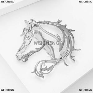 [COD] WEICHENG Simple Hollow Horse Brooch For Women Men Personality Alloy Smooth Animal Pin Brooch Fashion Clothing Jewelry Accessories Gift