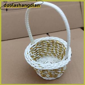[Duola] 1pc Woven Flower Basket Hand-Held Basket Wedding Party Decorative Basket