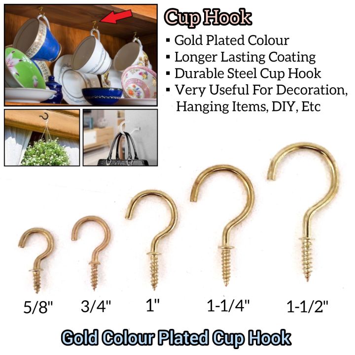 4pcs Gold Colour Chrome Plated Cup Hook For Wall Furniture Hang