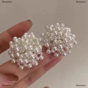 [COD] Beaution Gentle White Flower Stud Earrings High-end Feeling Ear Clip For Women Temperament Wedding Party Jewelry Accessories Gifts