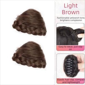 SUTONGXUE 2Pcs Tổng hợp Tóc giả búi cao kiểu tai mèo Tóc nối Ngọt ngào Kẹp tóc búi hình móng vuốt Phụ kiện tóc Lông xù Tóc giả kiểu Ball Head Phụ nữ