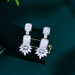 SEQUITO European Style Women Drop Earrings White Gold Plated Inlay AAAAA Cubic Zirconia High Quality Anniversary Jewelry Costume Jewellery SE895