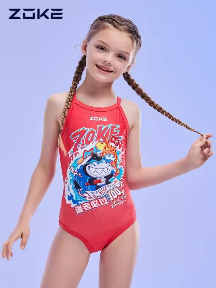 Kids Sporty One Piece Swimsuit Children Practice Swimwear Girls Bathing Suit