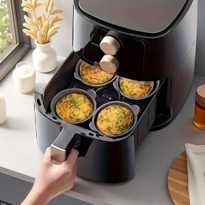 3pcs Silicone Air Fryer Egg Poacher Cupcake Baking Cups Reusable Non-Stick Ramekins for Air Fryer Ov