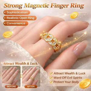 💰Fortune And Prosperity💰招福纳财Diamond-Studded Lucky Copper Coin Open Ring / Adjustable Coin-Shaped Ring / Sand Gold Diamond Lucky Ring / Fashionable Retro Exquisite Ring / Luxury Style Lucky Ring