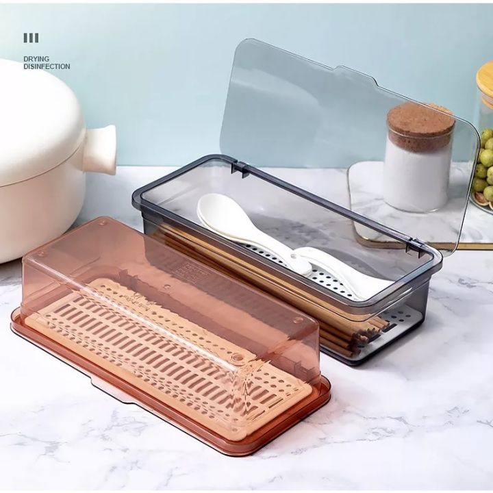 BIG SIZE Cutlery holder Chopsticks Spoon Fork box (2 Color) Dustproof Storage Multipurpose