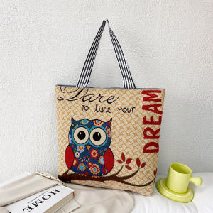 Túi Tote vải Canvas có khóa kéo kèm túi nhỏ phụ bên trong in hình cá tính thời trang kích thước lớn đựng được nhiều vật dụng và giấy A4 LX256