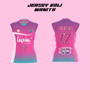 Jersey voli wanita livin by mandiri full printing free nama nomor dan logo