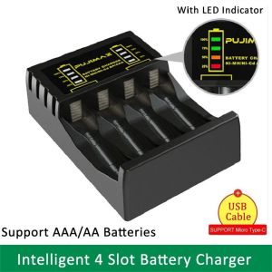 LMS70 Intelligent Fast Black Smart Chargering USB Charger 4 Slot Ni-MH/Ni-Cd Battery Charger AAA/AA Charger Battery Fast Charger Battery USB Charger