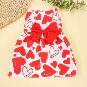 CHUN053634 Bow Lace Spring Dog Princess Dress Heart Patten Breathable Medium/Small Pet Skirts Cute Lightweight Dog‘s Summer Dress For Puppy Poodle Chihuahua Etc